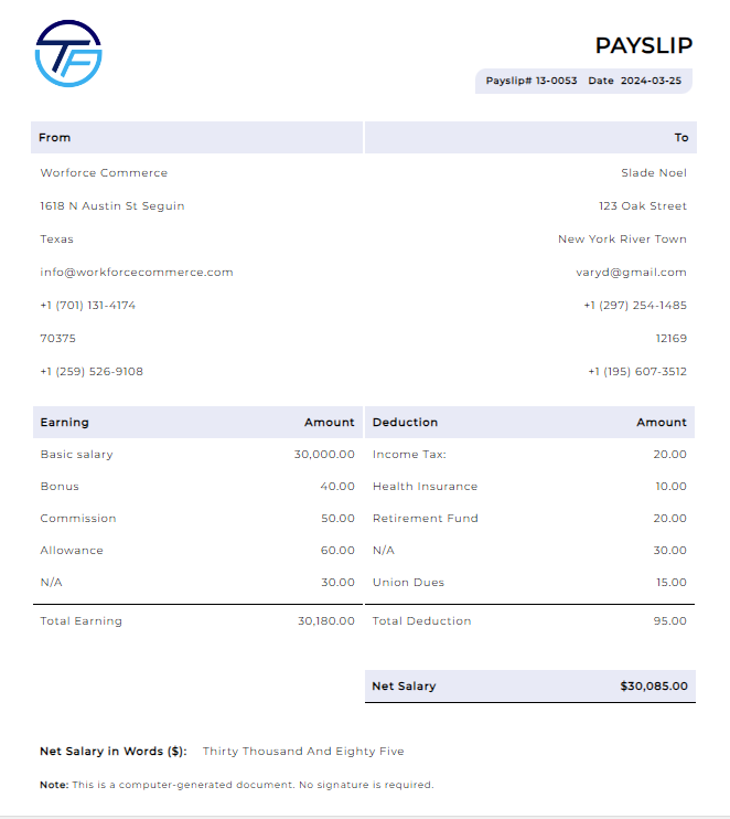 Soft Violet Invoice