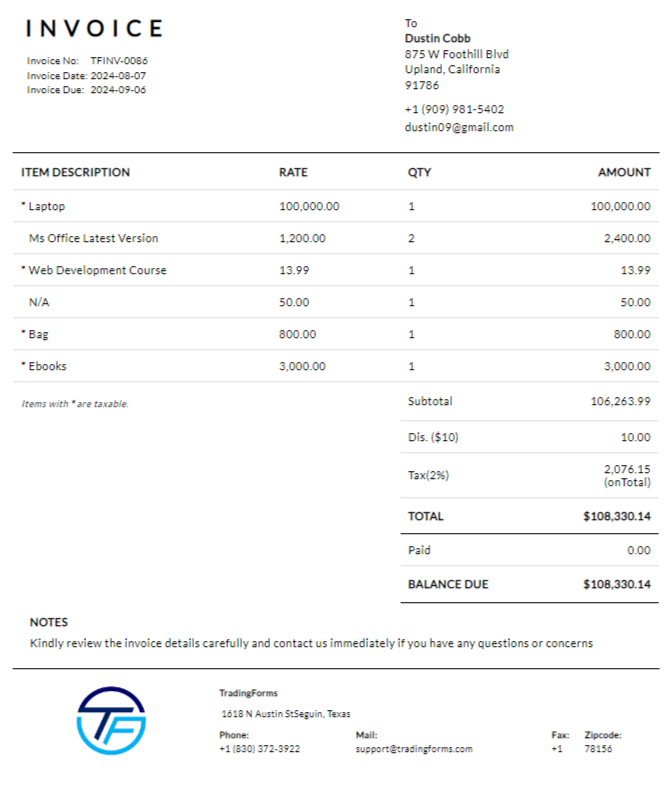 Instant Invoice